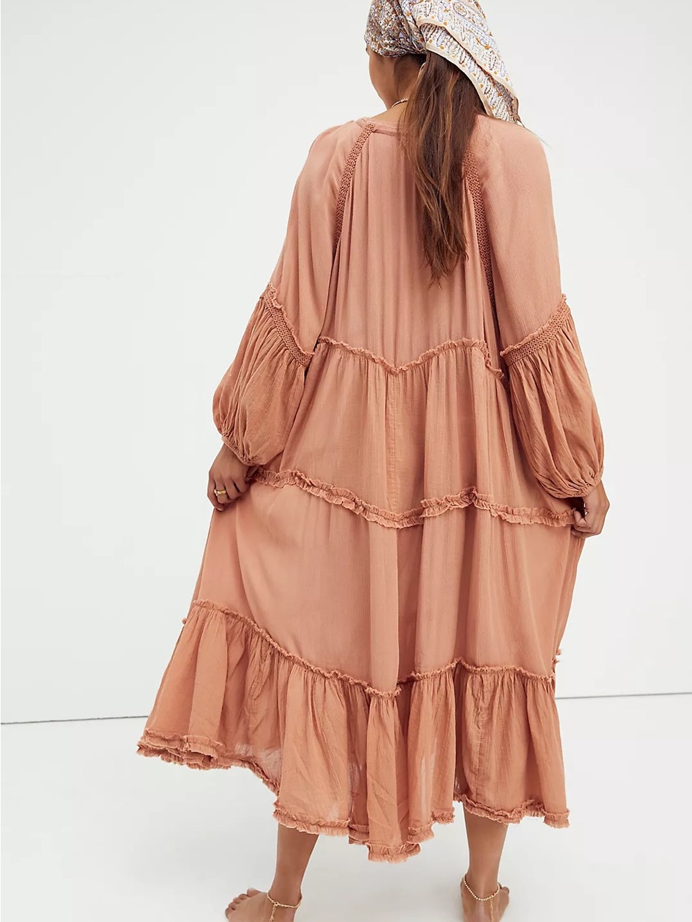 Free People In the Moment Boho Inspired Maxi Dress in the Color Doe - Picture 3 of 7